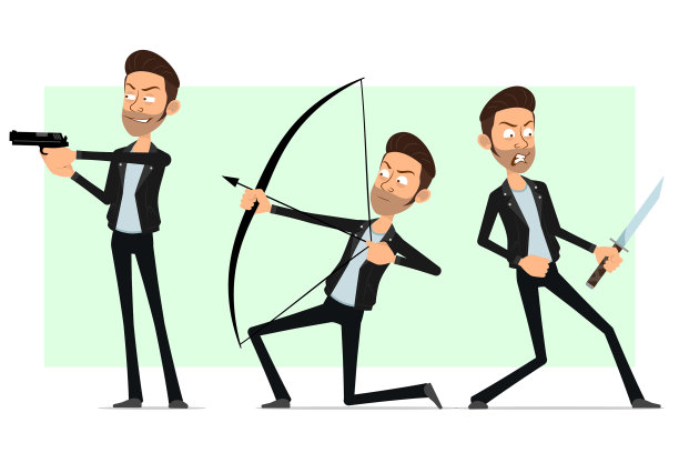 卡通摇滚男孩角色集图片下载