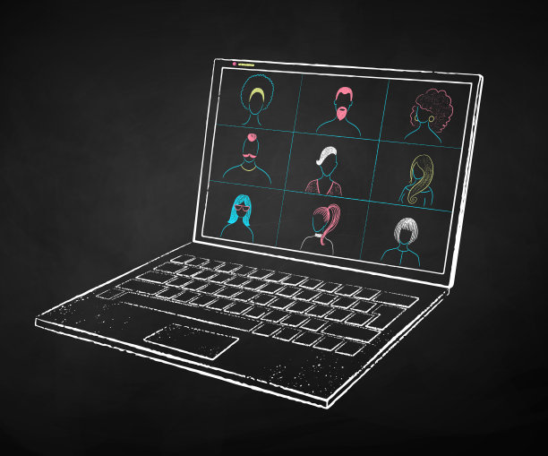 矢量彩色粉笔绘制的计算机插图图片下载