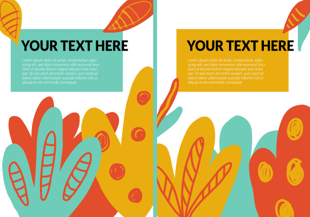 青色、黄色和红色手绘抽象模板图片下载