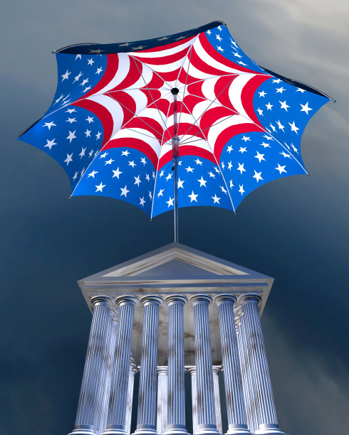 证券交易所大楼上方有一把大伞图片下载