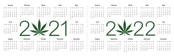 简单的可编辑矢量日历2021年2022年。一周从星期天开始。图片下载