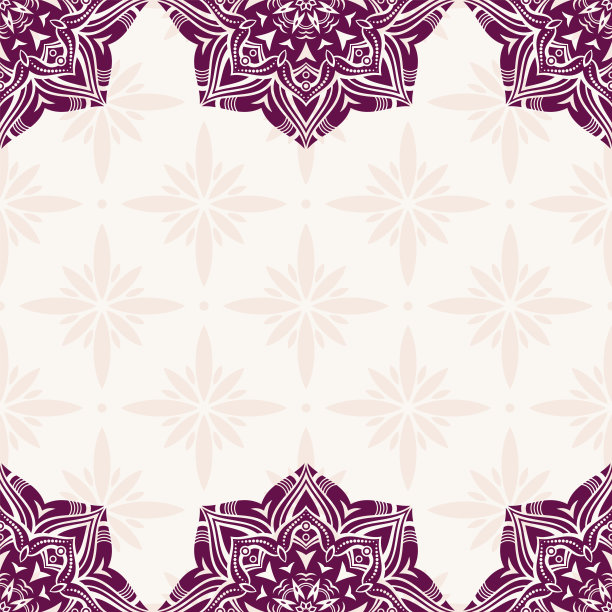 曼荼罗的邀请卡。无缝装饰装饰，边框。图片下载