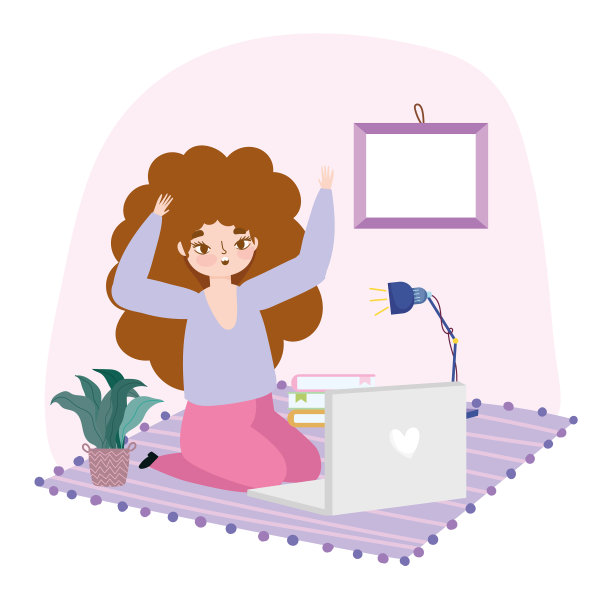 远程工作的年轻女性使用笔记本电脑图片下载