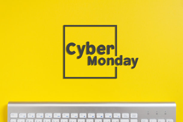 模拟网上销售日与黄色纸背景图片下载