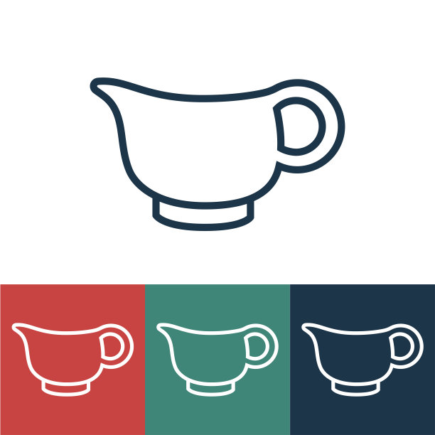 线性矢量图标与茶壶图片下载