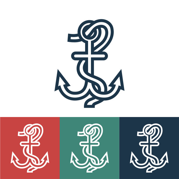 带有锚和线程的线性矢量图标图片下载