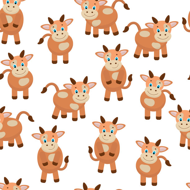 矢量无缝模式与奶牛在白色的背景图片下载