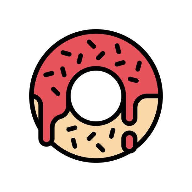 图标相关的烤甜甜圈或甜甜圈矢量与可编辑的笔触，图片下载