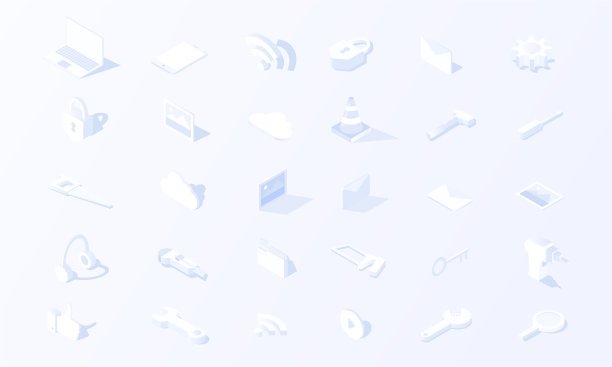 白色技术工具图标等距图片下载