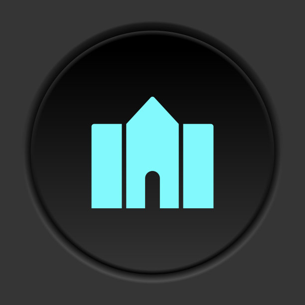 圆形按钮图标，建筑，学院。按钮横幅圆形，徽章界面的应用说明图片下载