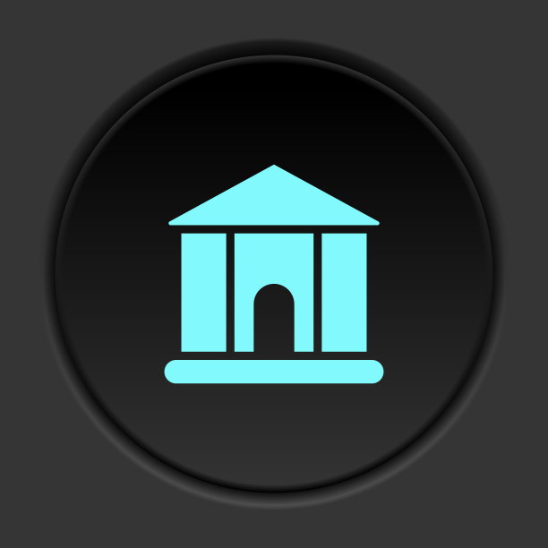 圆形按钮图标，建筑，学院。按钮横幅圆形，徽章界面应用说明图片下载