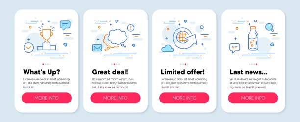 系列图标，如世界地球仪，获奖者领奖台，讲话气泡符号。水瓶线条图标。向量图片下载