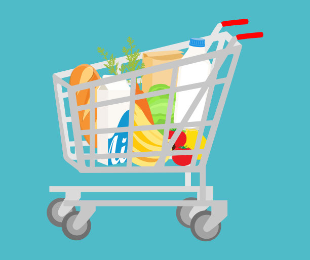 杂货店购物车在白色全超市图片下载
