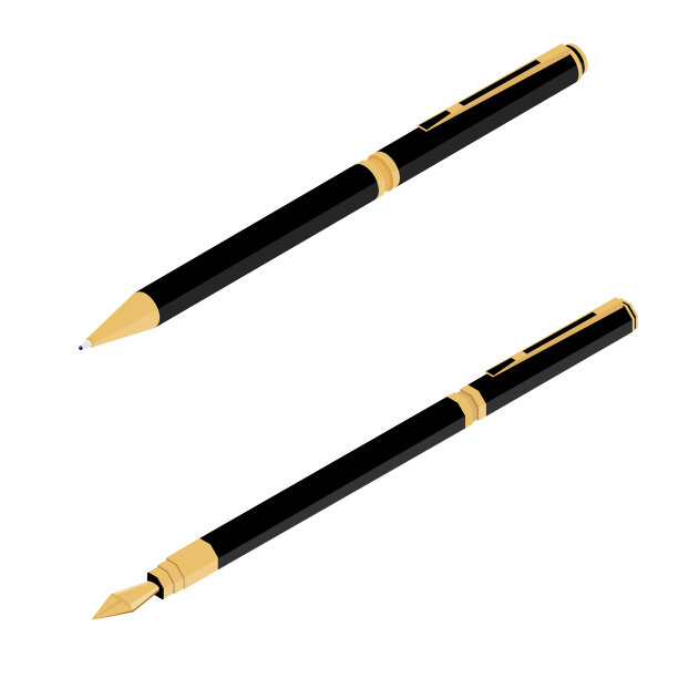 圆珠笔和钢笔收藏隔离图片下载