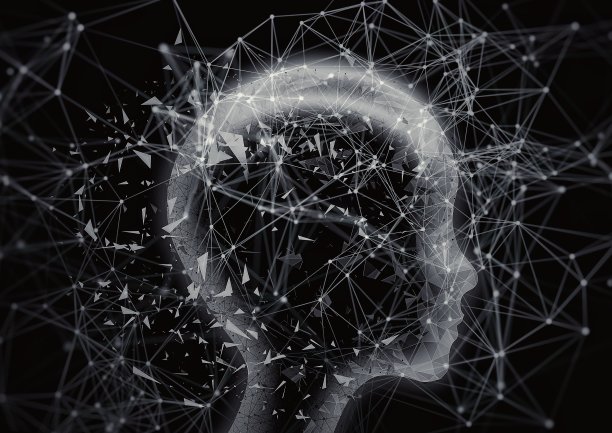 一个配备了人工智能的机器人的轮廓的三维插图图片下载