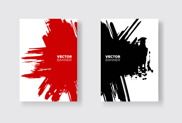 黑色和红色的抽象设计集墨水油漆图片下载