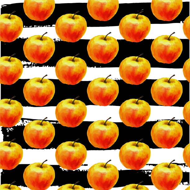水彩无缝图案上有苹果图片下载