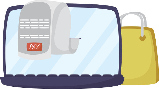 带收据和购物袋的笔记本电脑图片下载