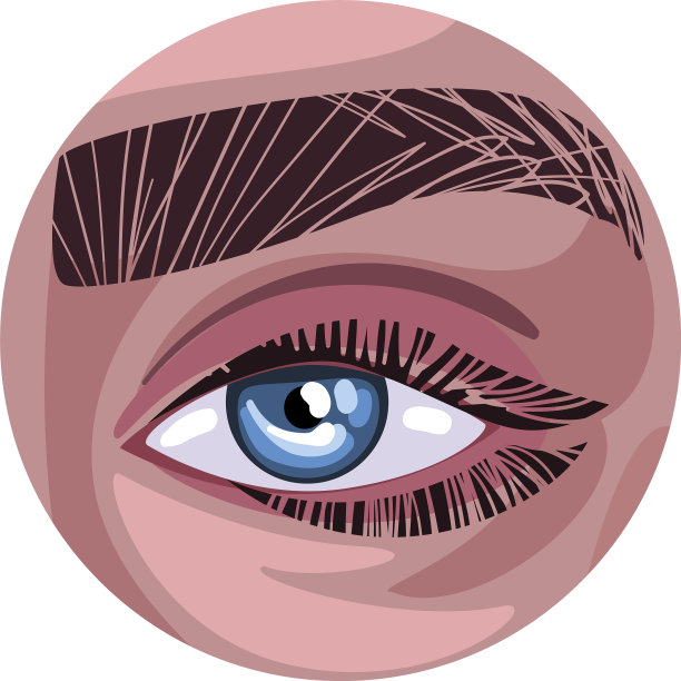 女性蓝眼睛在圆形部分人的脸图片下载