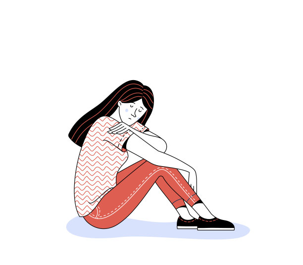 悲伤的年轻女士坐在白色的背景沮丧图片下载