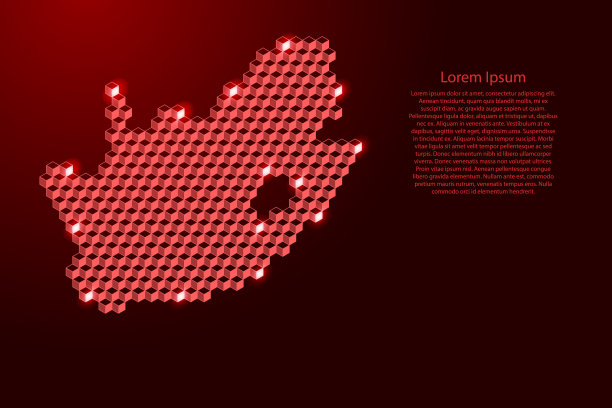 南非地图从三维红色立方体等距图片下载