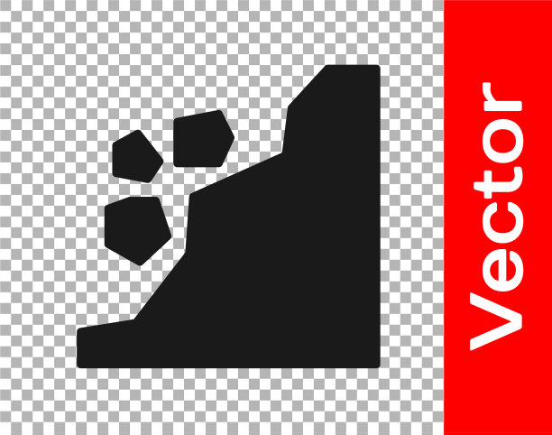 黑色滑坡图标孤立在透明图片下载