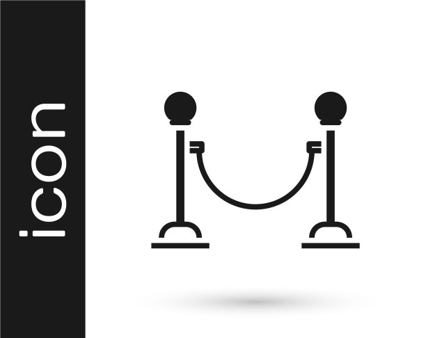 灰色绳索障碍图标隔离在白色上图片下载