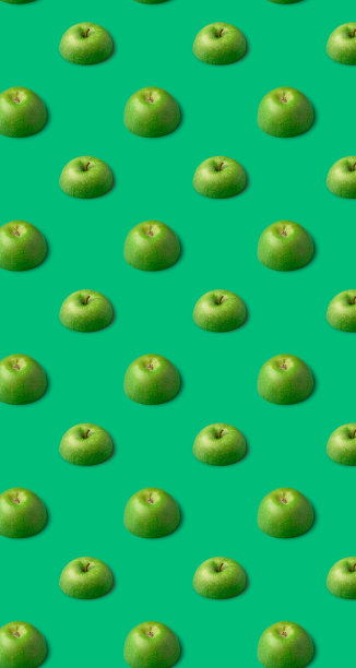 果实无缝图案由成熟的青苹果制成，等距图案图片下载
