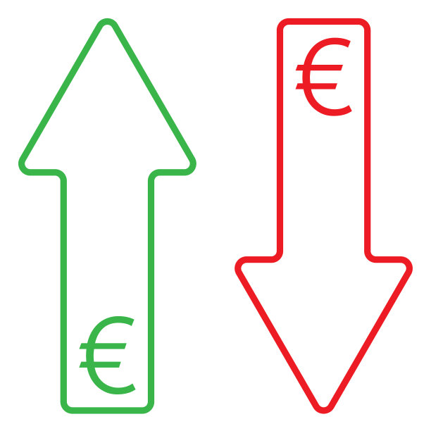 图标欧元增长和下降的颜色图片下载