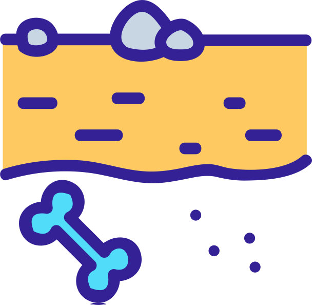 埋在土壤中的骨头图标轮廓图片下载