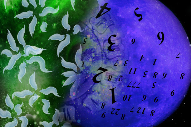 满月抽象的花朵和数字图片下载