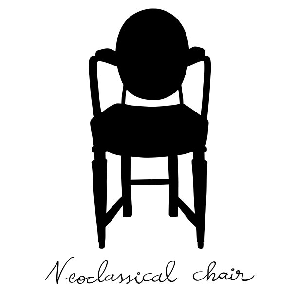 亚当经典复兴式椅子剪影涂鸦插画图片下载