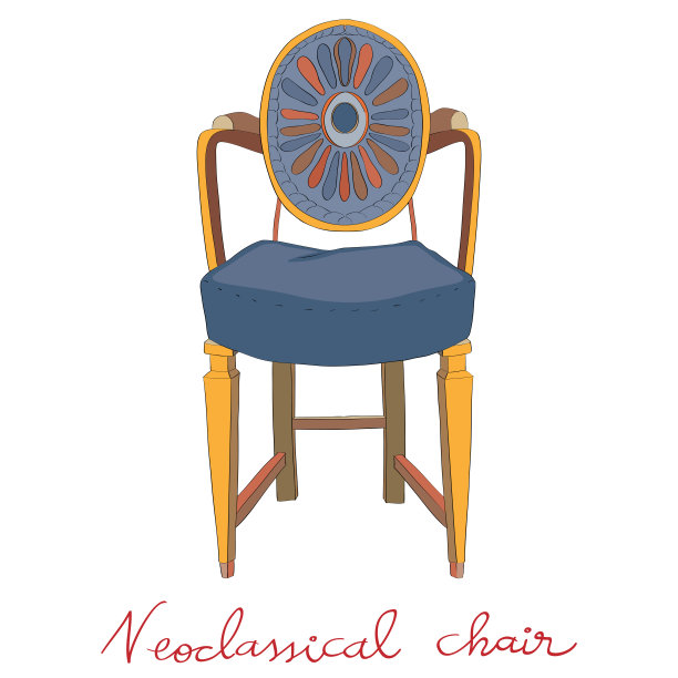 亚当古典复兴椅的涂鸦插图图片下载