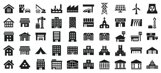 建筑图标设置100在世界各地图片下载