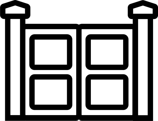 四方形设计入口大门与立柱图标图片下载