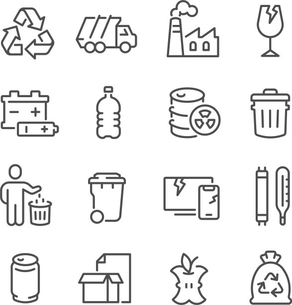 大设垃圾分拣回收细线图片下载