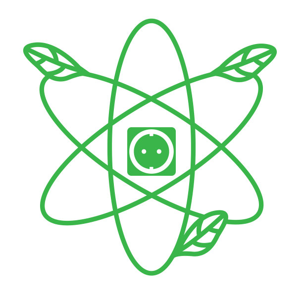 绿色电力概念叶核标志图片下载