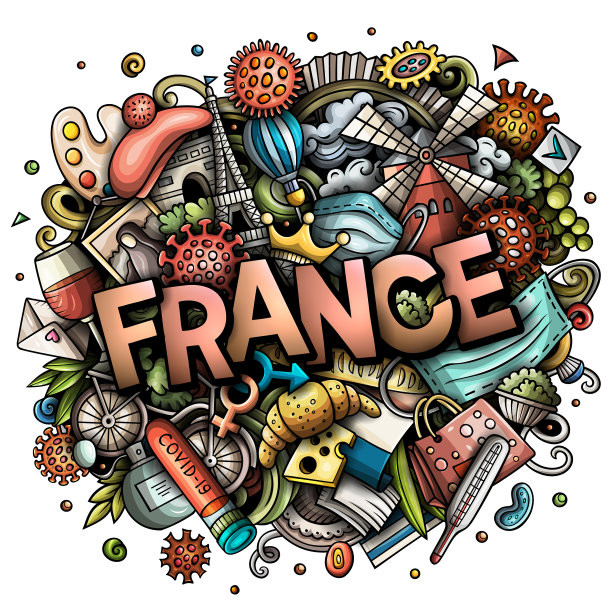 法国手绘卡通涂鸦图片下载