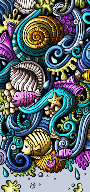 海洋生命手绘涂鸦横幅卡通图片下载
