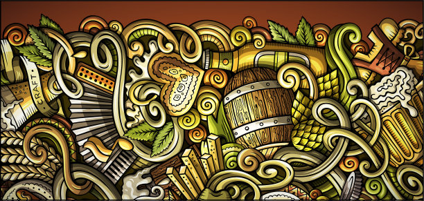 啤酒节手绘涂鸦横幅卡通图片下载