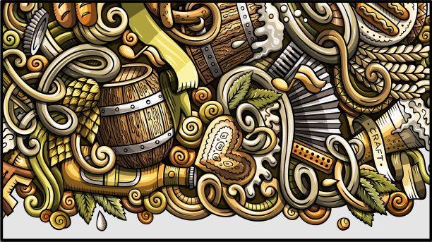 啤酒节手绘涂鸦横幅卡通图片下载