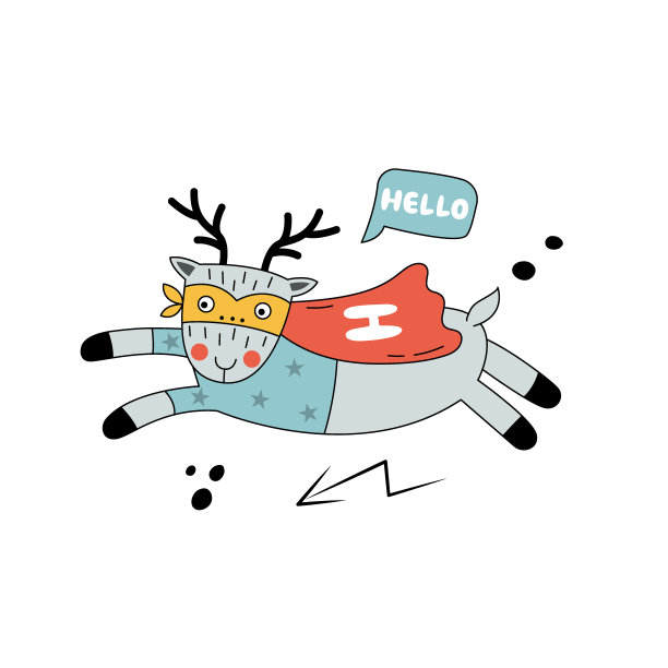 鹿超级英雄在滑稽的漫画服装。图片下载