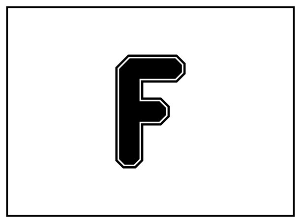 F字母经典美国，大学风格字体。统一的黑色字母与黑色外等高线。复古运动的字体。球衣，t恤，篮球，棒球，橄榄球。孤立的向量图片下载