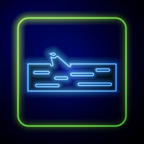 发光的霓虹灯木制原木图标孤立在蓝色图片下载