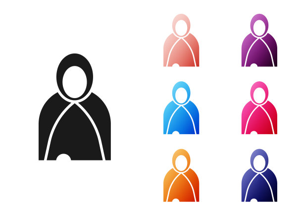 黑色披风斗篷斗篷图标孤立在白色图片下载