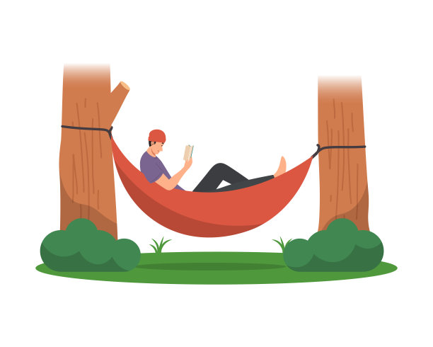 一个人躺在吊床上图片下载