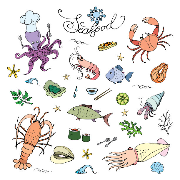 海产品图标或物体图片下载