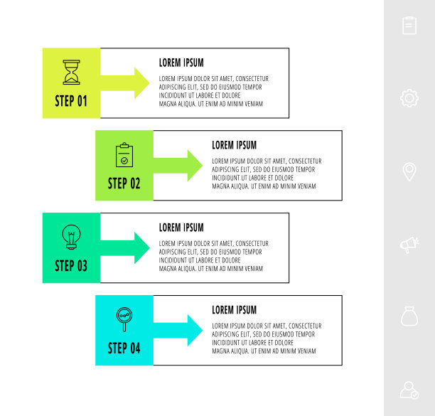 矢量信息图设计与4个矩形与箭头。平面模板用于图表，业务，流程图，信息图，时间线，内容，级别，图表，流程图。数据可视化。图片下载