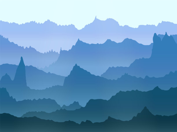 抽象矢量水彩朦胧山景观图片下载