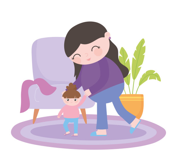 怀孕和孕，妈妈和她的小女儿在房间里玩图片下载